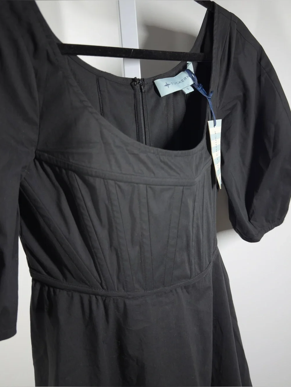 NWT Tuckernuck Nealy Black Puff Sleeve Corset Top Size Small